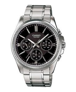 Casio Enticer Analog Stainless Steel Black Dial Quartz MTP-1375D-1AV Men's Watch