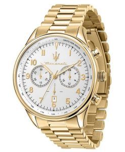 Maserati Tradizione Gold Tone Chronograph White Dial Quartz R8873646003 100M Mens Watch