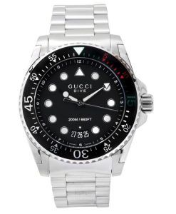 Gucci Dive XL Stainless Steel Black Dial Quartz Diver's YA136208A 200M Men's Watch